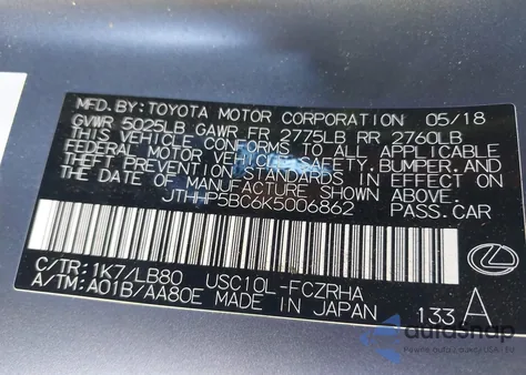 2019 Lexus Rc F from USA, damaged, VIN JTHHP5BC6K5006862